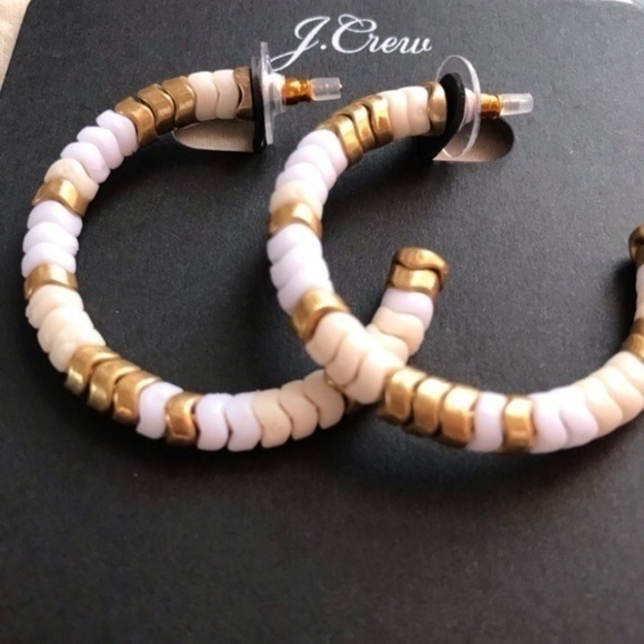 J. Crew Stacked Zigzag Beaded Hoop Earrings - Picture 3 of 4